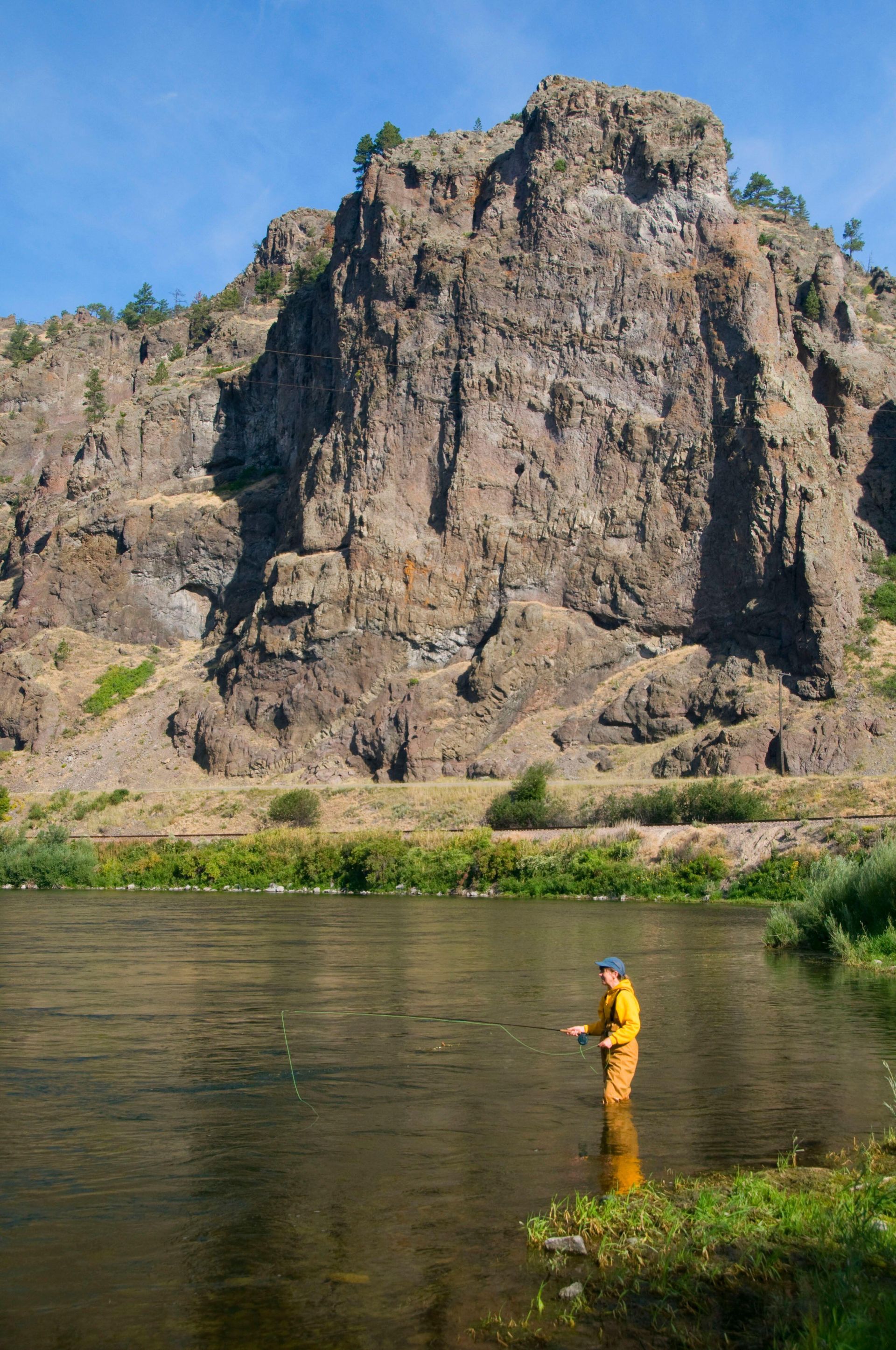 Woman fly fishing on the Missouri River